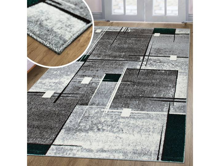 Teppich OTTO HOME Deblin Gr. 1, grün (dunkelgrün), B:60cm H:9mm L:90cm, Kunstfaser, Teppiche, Teppich, weicher Flor, Kurzflor, Karo-Design, modern, geometrisches Muster