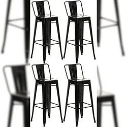 Proregal CHEFGASTRO 4er Set Barhocker ANDES HxBxT 96x44x43cm Metall Schwarz Barstuhl