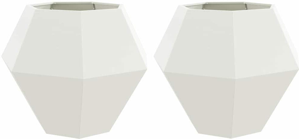 Metro Planter 2 Pcs Steel White 80cm H x 100cm W x 100cm D