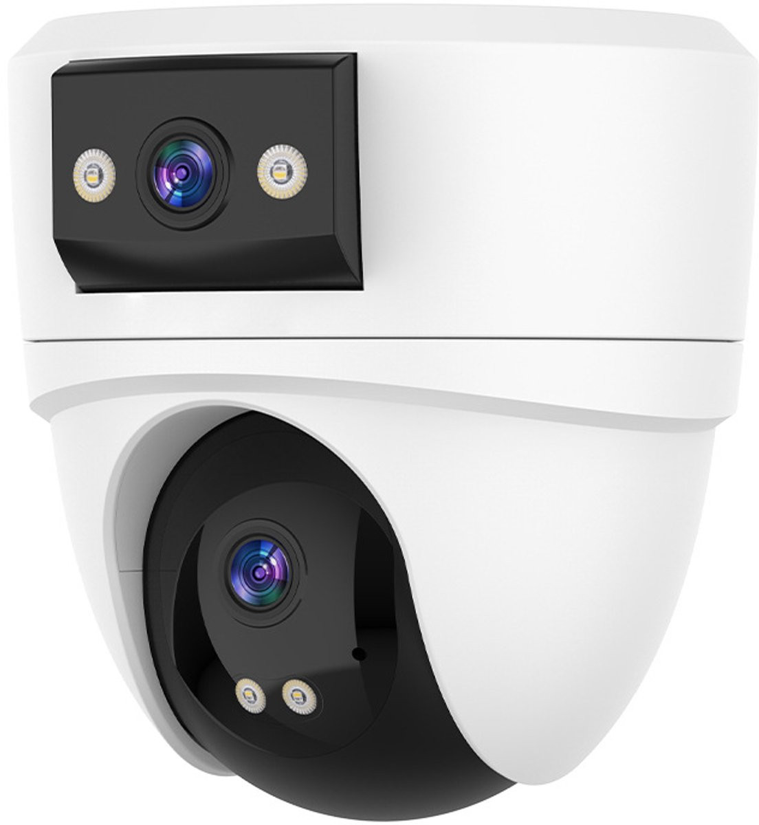 HD Dual Lens Indoor CCTV IP Camera met Full Color Nachtzicht en 64GB Geheugenkaart - Wit