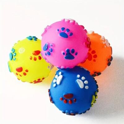 Uplift Picks Footprint Rubber Dog Sound Ball Interactive Puppy Chew Toy Footprint Rubber Dog Sound Ball Interactive Puppy Chew Toy