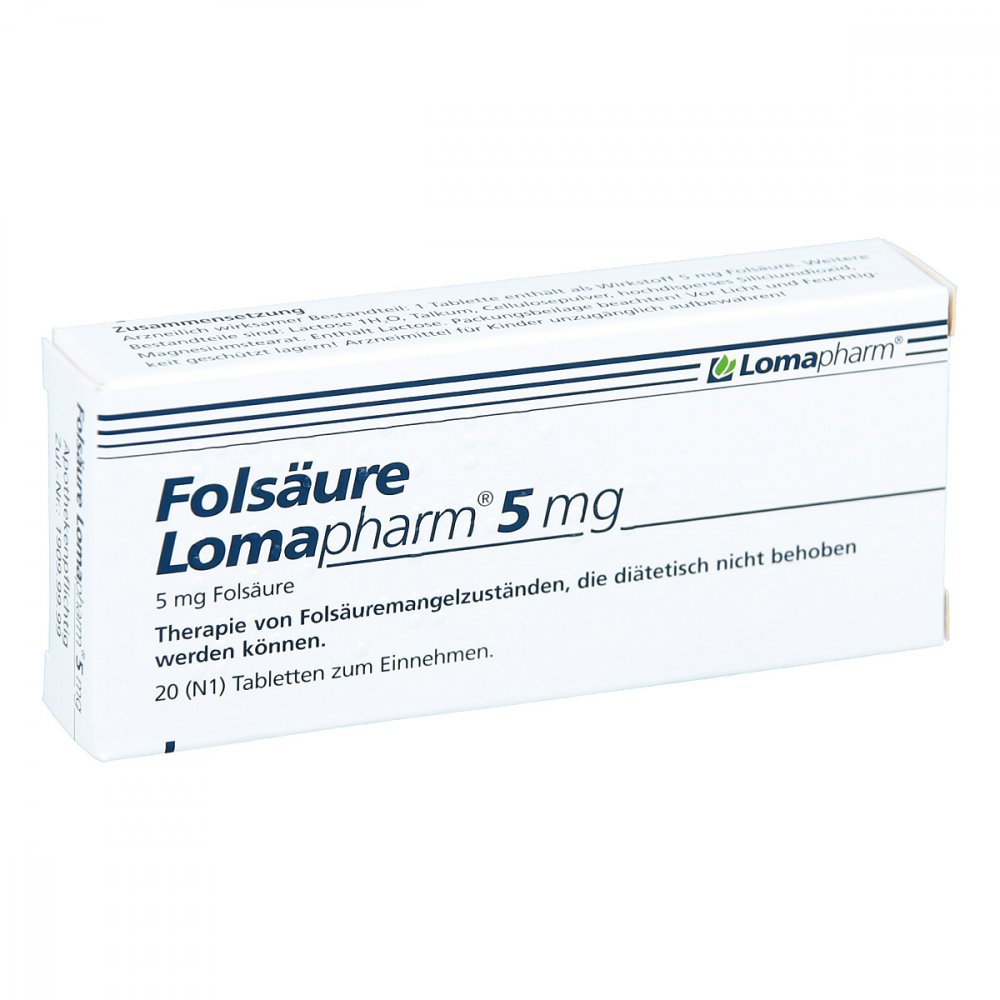 LOMAPHARM GmbH Folsäure Lomapharm 5 mg Tabletten 01713334