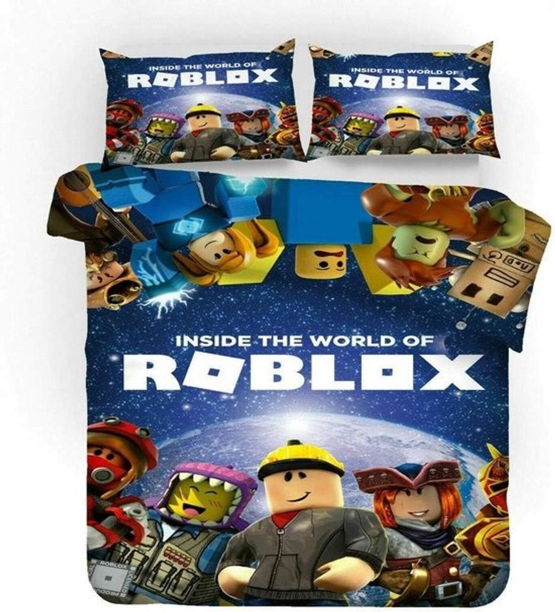 Roblox Beddengoedset met Dekbedovertrek en Kussensloop van Microvezel met Digitale Print, Eenpersoons, 135 x 200 cm