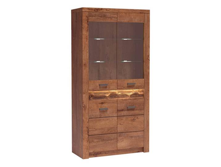 MIRJAN24 Vitrine Indianapolis I03 (4-Drehtüren) Metall Griffe