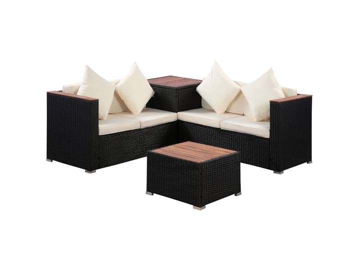 Rattanlounge SENJA schwarz/beige