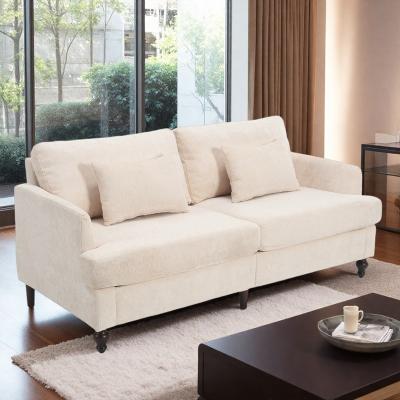 "68.9"" Chenille 2-Seater Mid-Century Modern Loveseat Sofa with Brown Wood Feet"