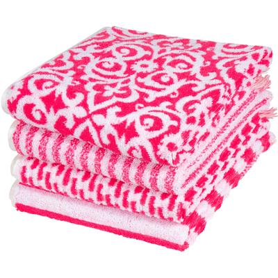 Badetuch PAD "FAMILY, 70x140 cm", pink, B:70cm L:140cm, Frottee, Frottee, Handtücher, Badetuch, Made in Europe, gestreift, Ornamente, mit Fransen