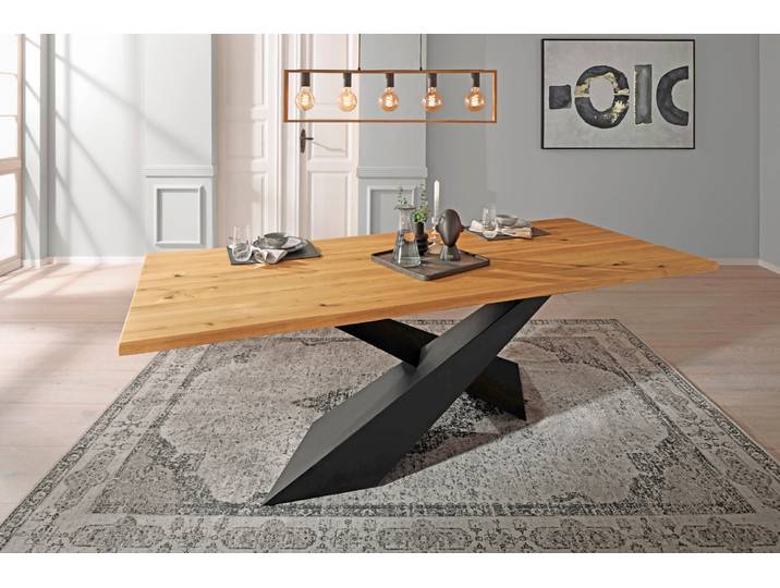 Massivholztisch Multi 14 aus Wildeiche mit Metallgestell Pyramide – 3%-Vorkasse-Rabatt