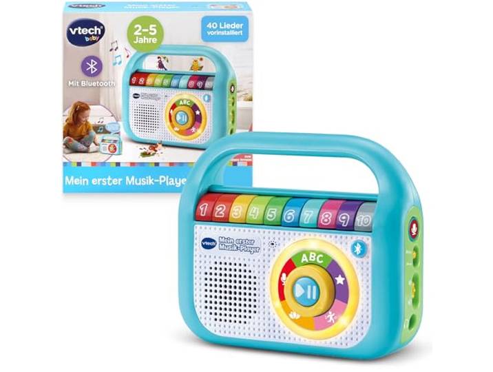 VTech Mein Erster Musik-Player – Kinder MP3 Player mit Bluetooth, 40 Lieder