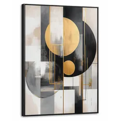 LEINWAND Bilder mit Rahmen - Abstrakt - Gold - Silber - Formen - Ästhetisch - Modern - 50x70