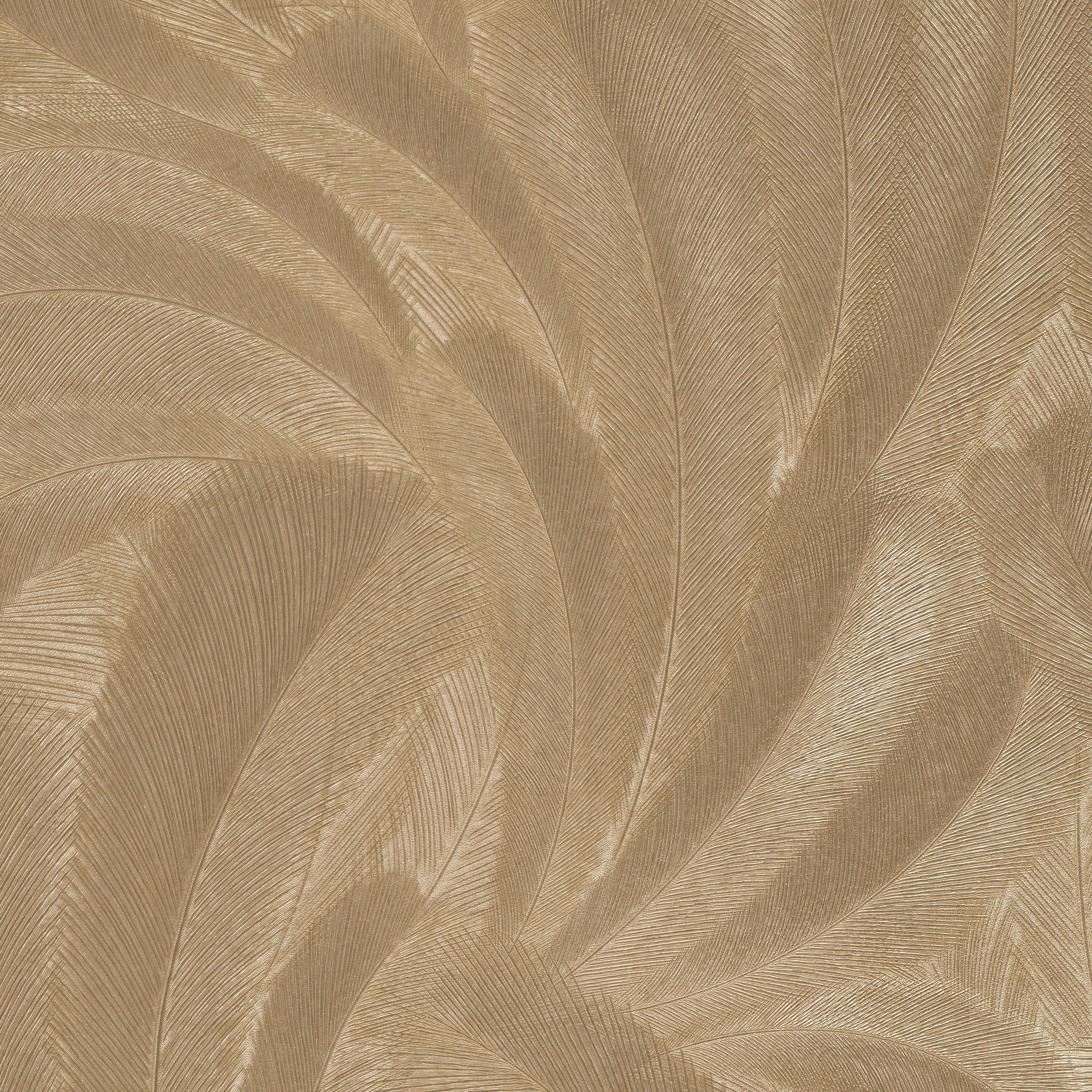 Darcy Golden Feathers Metallic Patterned Wallpaper