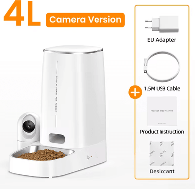 Inspire Picks ROJECO Smart Automatic Cat Feeder With 360 Camera & WiFi Control white with Eu Plug 4l