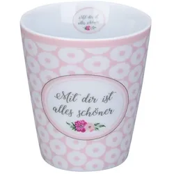 Krasilnikoff Happy Mug Mit dir ist alles schöner, Ø8,7 x H10cm, 330 ml, pink
