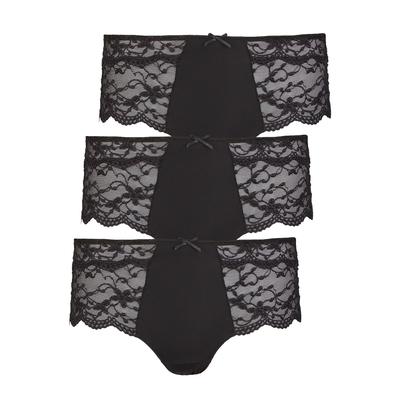 Hipster NINA VON C. "3er Pack Damen Hipster Silver Edition", Damen, Gr. 38, schwarz, Obermaterial: 86% Polyamid PA. 14% Elasthan EL., Unterhosen