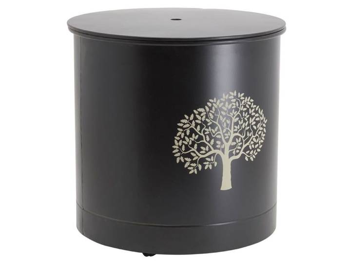 Coffre à pellets en métal noir Arbre - AUBRY GASPARD - Facile à déplacer - Meuble de jardin