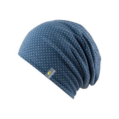 Beanie CHILLOUTS "Florence Hat", Damen, blau (blau weiß), Web, Materialmix, gepunktet, Mützen Beanie, leichte Longbeanie, elastisch, optimaler Sitz