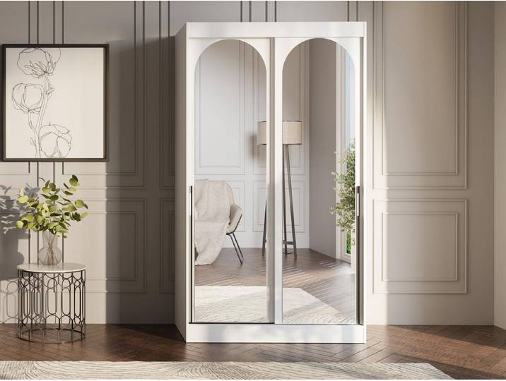Compleo Schwebetürenschrank mit Spiegel, 120 cm breit LUCY, Modern/Japandi/ Glamour-Stil