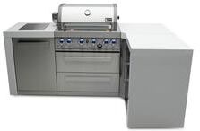 Mont Alpi MAi400-D90 4-Burner L-Shaped 90° Corner Deluxe Stainless Steel Outdoor Kitchen Island Gas Grill with Side Burner