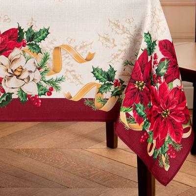 Threadmade Home Llc Classic Poinsettia Rectangle Tablecloth Red, 60 x 120, Red