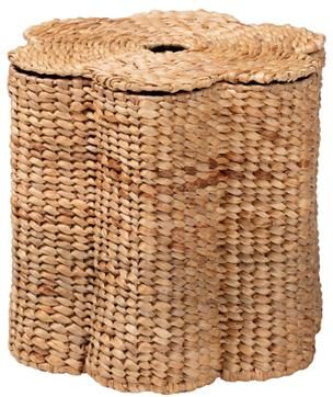 bali & pari Della Woven Seagrass Laundry Hamper - Handwoven Wicker Storage Basket with Scalloped Frame for Laundry Room or Bedroom