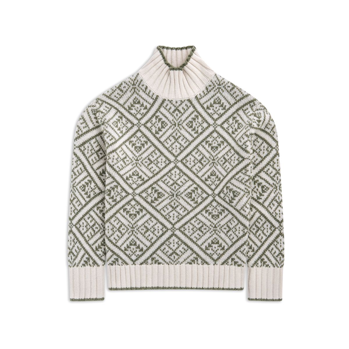 Bergans Vega Knitted Wool Jumper Women creme/green mud (25849) M 260480-3814-25849-M