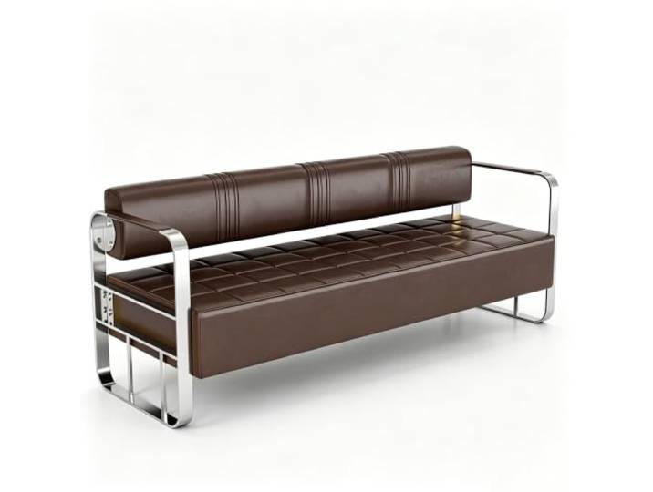 Cxlly Wartezimmerbank 3-Sitzer, Leder Empfangscouch mit Edelstahlrahmen Cxlly Wartezimmerbank 3-Sitzer, Leder Empfangscouch mit Metallgestell(Brown,180cm/71 )