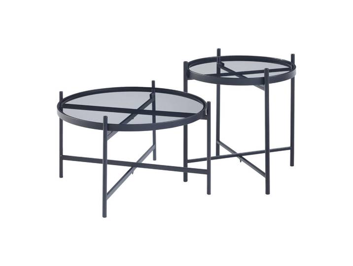 [en.casa] Couchtisch-Set 2 Tlg. Lier, Schwarz, Metall, Rund,Rund, 61x39.5x61 cm, Wohnzimmer, Wohnzimmertische, Couchtische