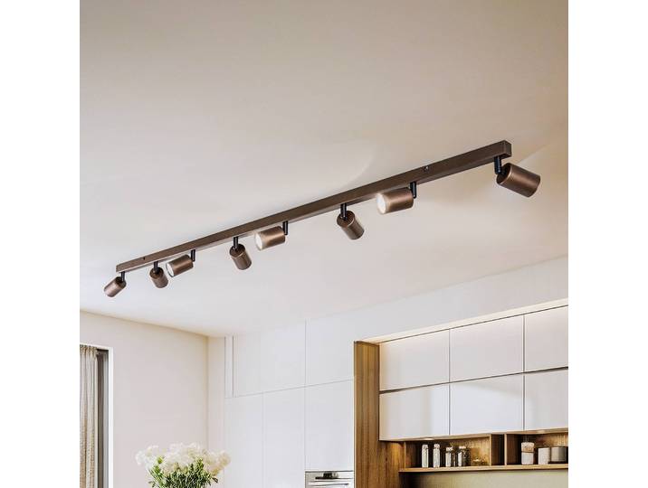 Deckenspot Top, justierbar, braun, achtflammig linear Top TK Lighting, dimmbar, braun / rost, für Wohn- / Esszimmer, Metall, Modern, Strahler