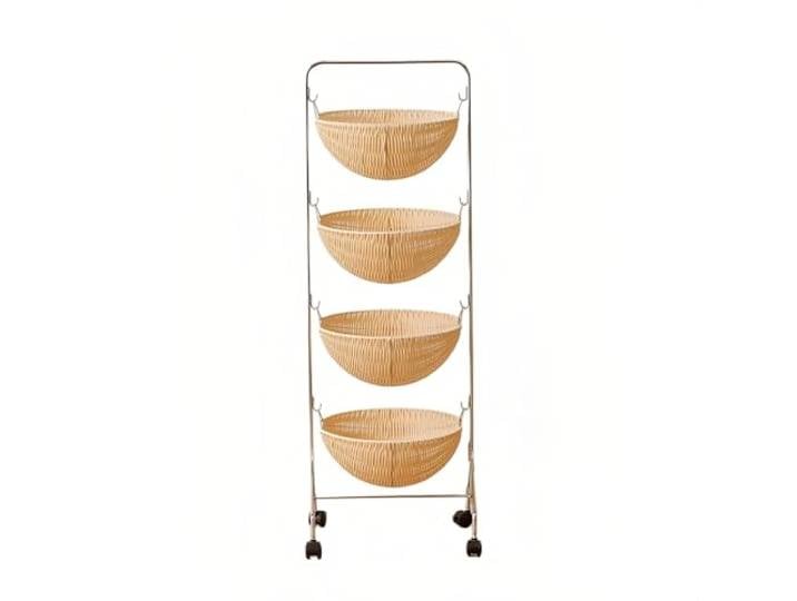 Kx9Lb8d Rollwagen 4-stöckiger, beweglicher Küchenwagen, rollender Snack- und Lebensmittelregal-Organizer