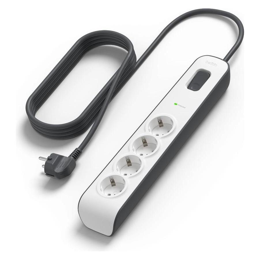Belkin Steckdosenleiste 4-fach 2 Meter Netzkabel BSV400vf2M-V2 (4x, CEE 7/3, 2 m) (BSV400VF2M-V2)