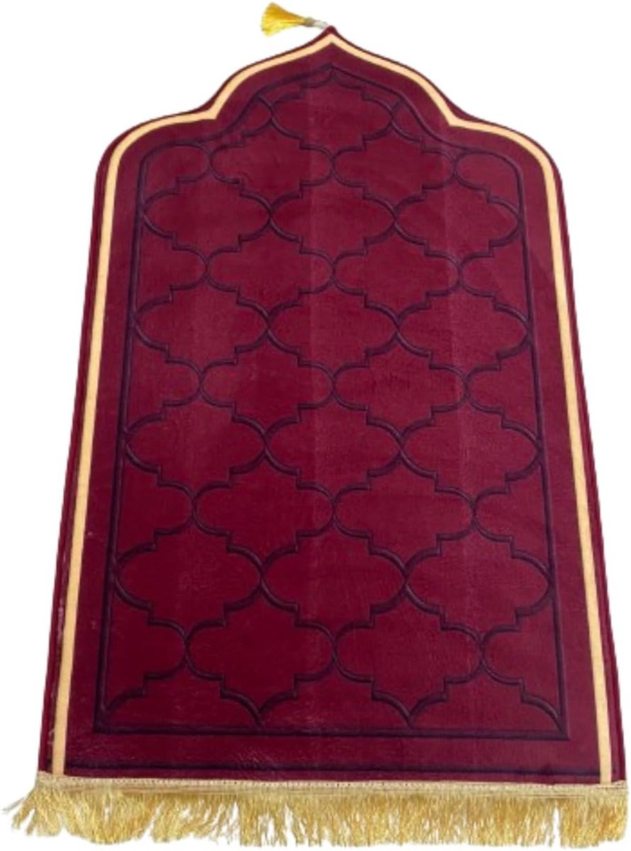 Gebedsmat Moslim - Islamitisch Tapijt voor Bidden en Meditatie - Extra Dik Comfort - Rood - 110 x 70 cm