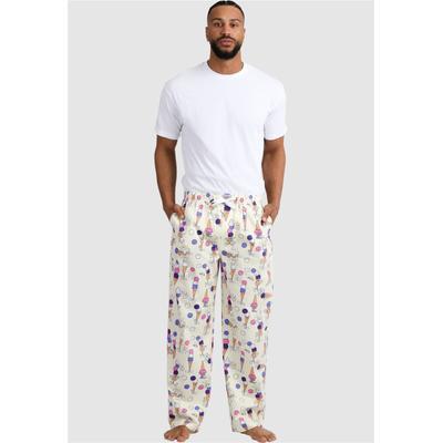 Schlafhose LOUSY LIVIN "Icecream", Herren, Gr. XL, EURO-Größen, gelb, 100% Baumwolle, mehrfarbig, lang, Hosen Schlafhose, mit lockerem Schnitt