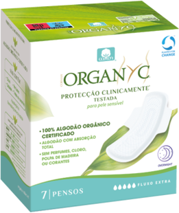 Organyc Pensos Higénicos com Abas Fluxo Extra High 7 un