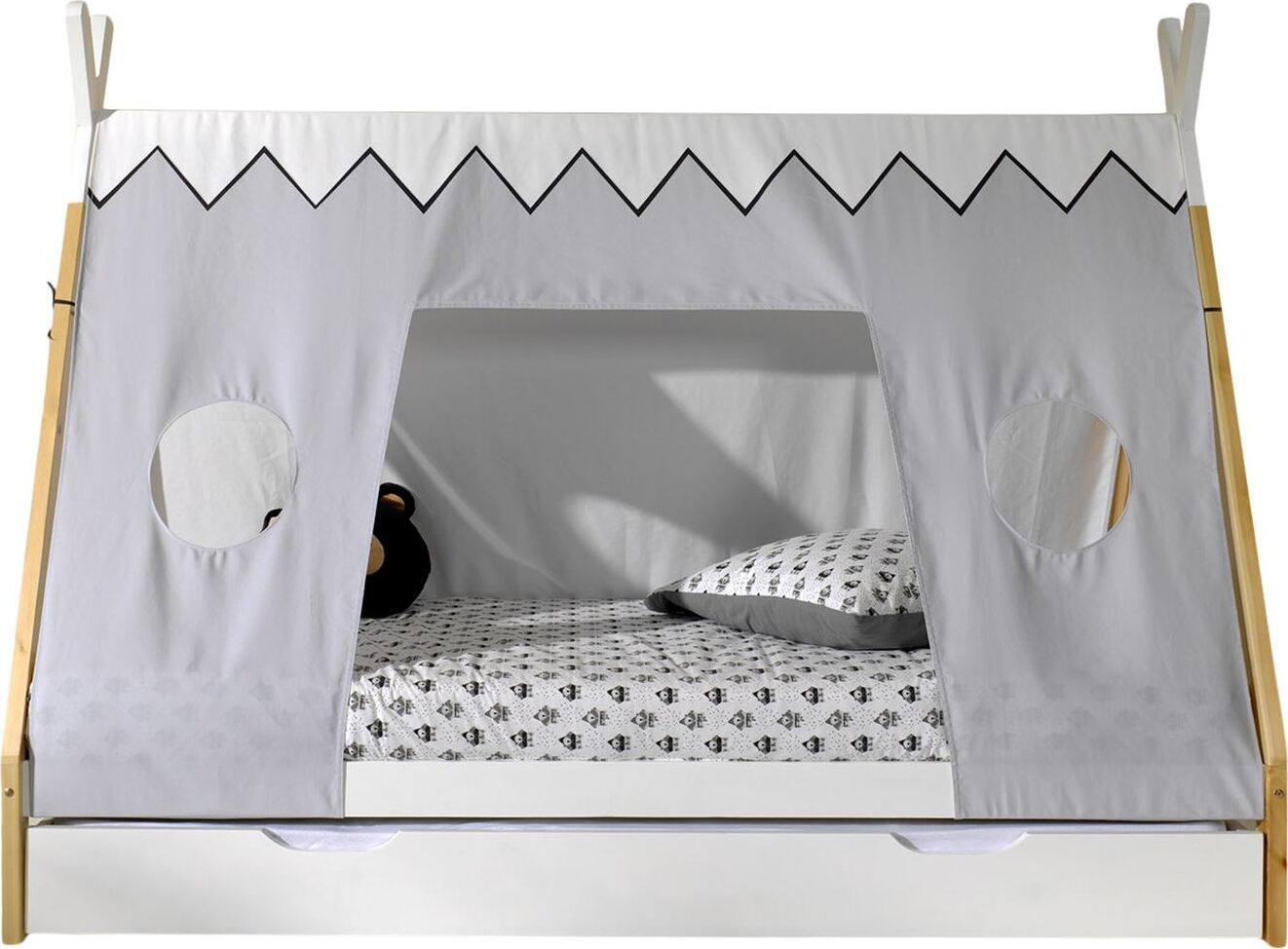 Zeltbett Karyn 7 206x98x158 Kinderbett Massivholz Weiß/natur