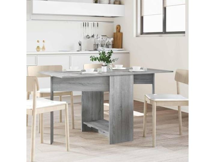Esstisch 138 x 70 x 73,5 cm Holzwerkstoff Grau Sonoma Ausziehbare Tischplatte,klappbares Design,integrierte Regale,Stauraum,zeitgemäßes Design