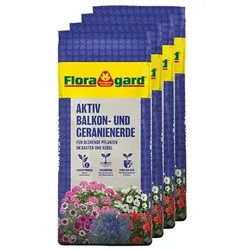 FLORAGARD® Aktiv Balkon- & Geranienerde mit Aktiv-Dünger Depot, 4x 18L