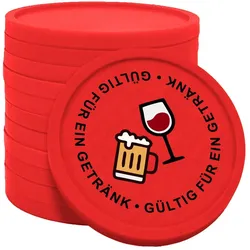 CombiCraft Kunststoff Wertmarken Chips Gültig für ein Getränk in Rot- 100 Stück - Ø29 mm