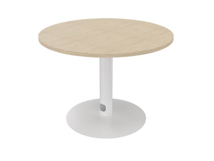 Table ronde 100 cm - Piètement tulipe Blanc - Plateau Chêne