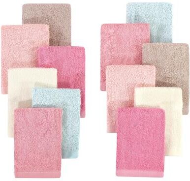 Hudson Baby Infant Girl Rayon from Bamboo Woven Washcloths 12pk, Soft Peony, One Size - Soft Peony - One Size