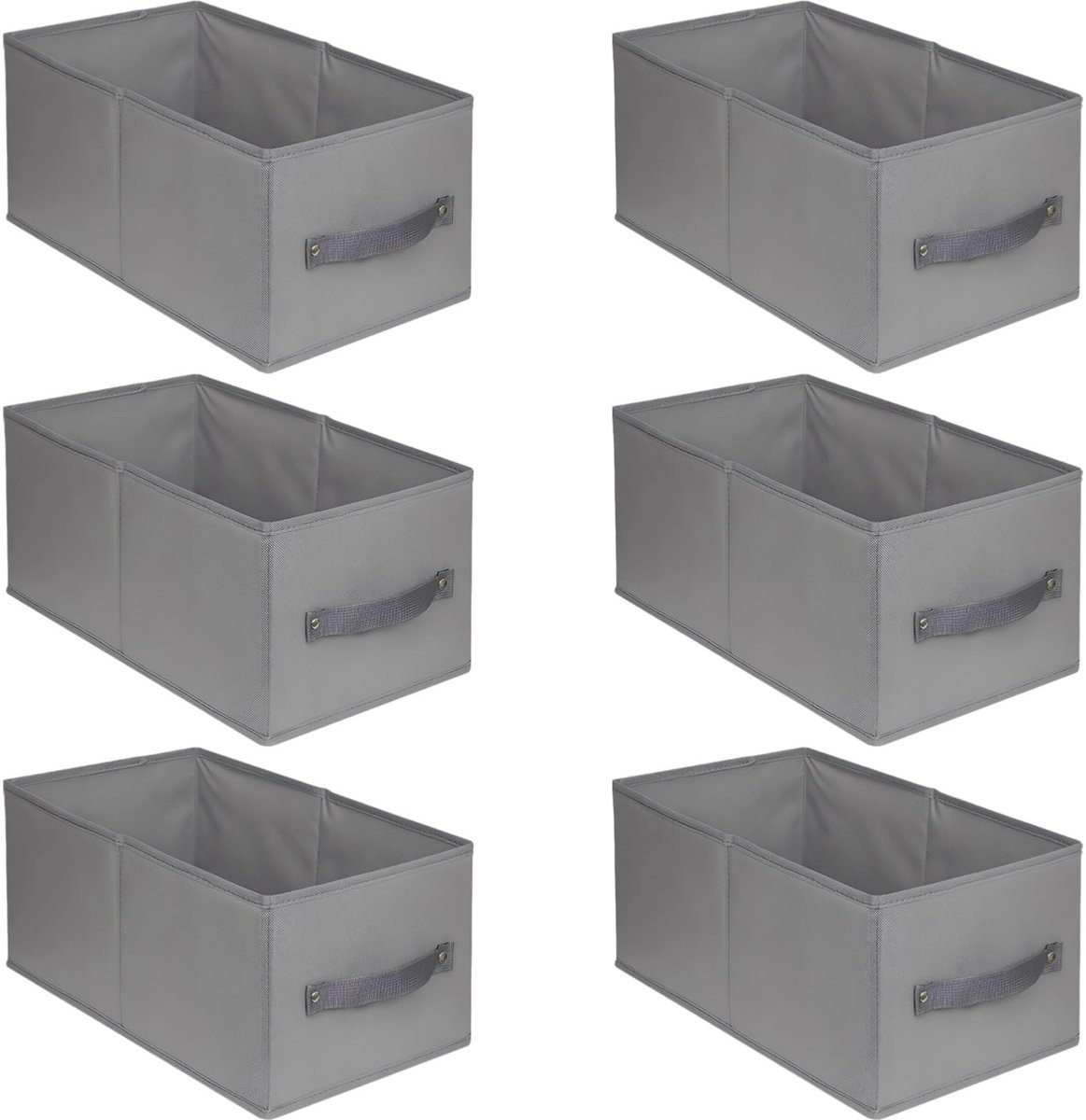 Merkloze set van 6 opvouwbare kleding opbergdozen met handvatten, textiel, solid