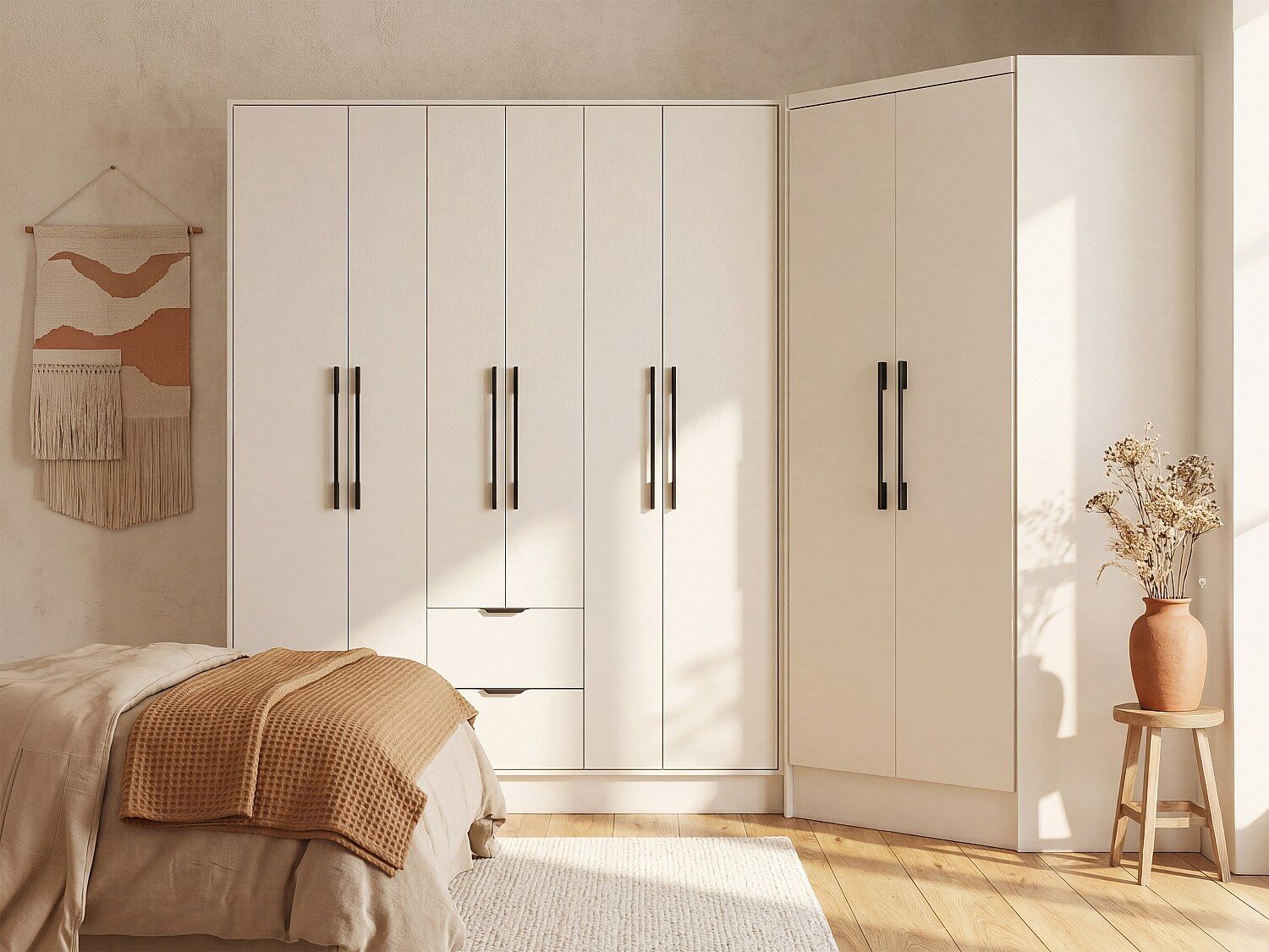 Vente-unique Hoekkast met 8 deuren en 2 lades - L263 cm - Wit - FEOVA