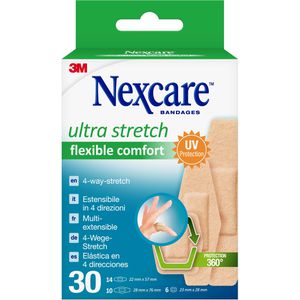 Nexcare Pflaster 3M Ultra Stretch, 30 Stück, elastisch, atmungsaktiv, 3 Größen