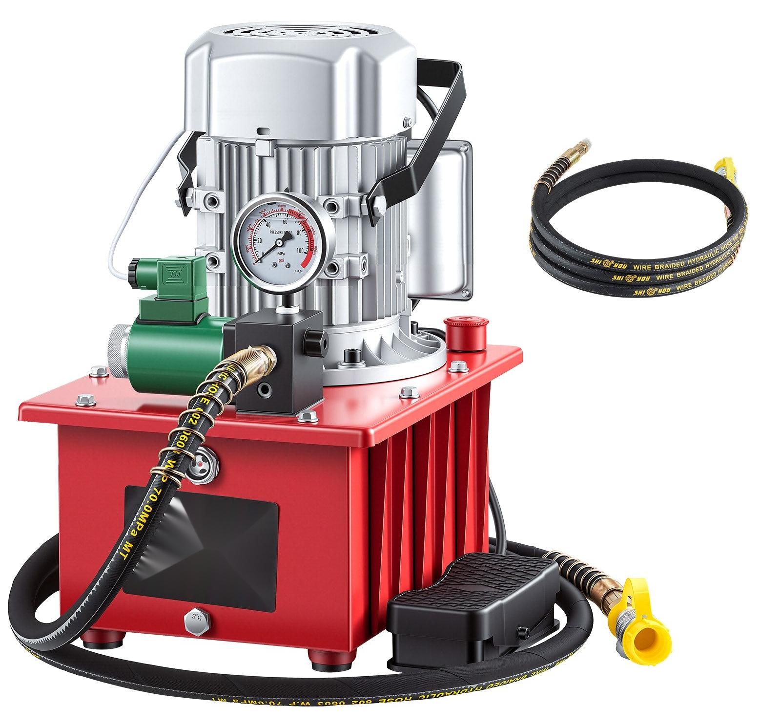 Elektrische Hydraulikpumpe - Einfachwirkendes Hydraulikaggregat - Druck 700 bar - Motor 750 W - Öltank 8 L - Magnetventil - Fußschalter - Für Stanzen & Biegen