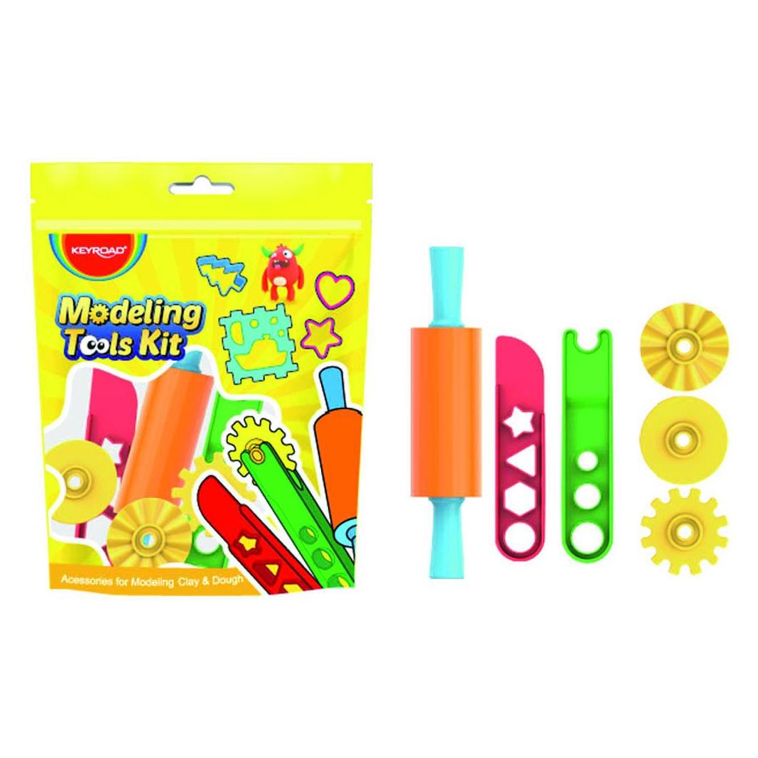 Keyroad Set mit knetwerkzeugen, rolle, messer, 3 schneidrädern, anhänger, farbmischung (KR972292)