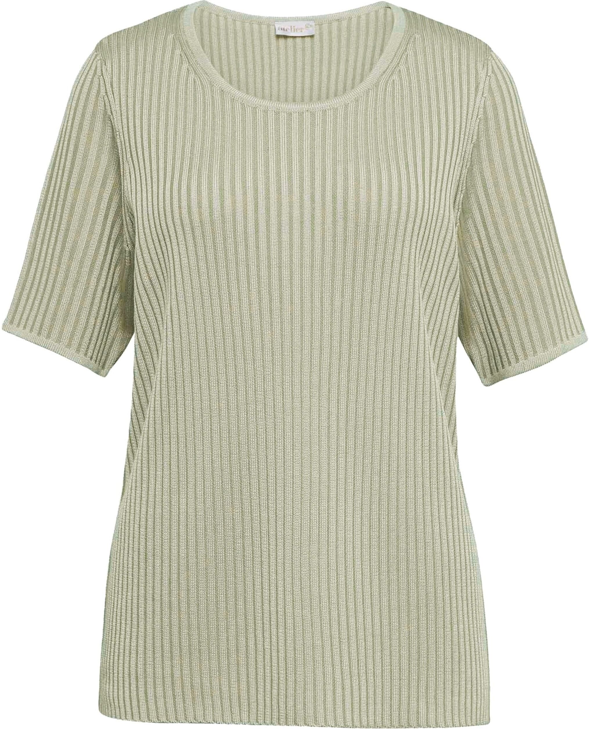 Rundhalspullover GOLDNER "Pflegeleichter Pullover in hochwertiger Rippenstruktur", Damen, Gr. 40, grün (salbei), Obermaterial: 65% Polyacryl PAN. 35% Polyester PES., eng Sonstiges, Pullover Rundhalspullover, Außergewöhnliche Rippenstruktur mit zartem Schi