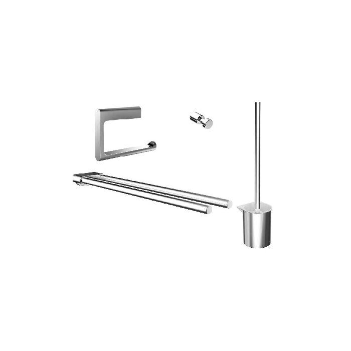 Emco Flow Bad Accessoires Set Paket Papierhalter,Haken,Handtuchhalter,WC-Bürste