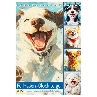 Fellnasen-Glück to go. Fröhliche Hundegesichter zum Schmunzeln (Tischkalender 2027 DIN A5 hoch), CALVENDO Monatskalender