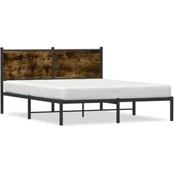 vidaXL Metallbett ohne Matratze Räuchereiche 140x200 cm