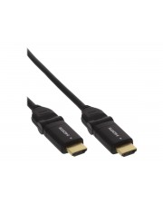 InLine High Speed HDMI mit Ethernet-Verlängerungskabel M drehbar/gerade bis M 50 cm Schwarz 4K Unterstützung (17055W)