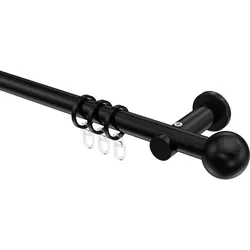 GARDINENSTANGE Platon Luino 140 cm, 1-läufig, 20 mm Ø Schwarz